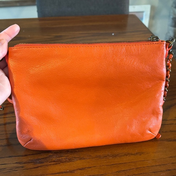 Elliott Lucca Women's Orange Vegan Leather Crossbody Purse - Picture 11 of 12